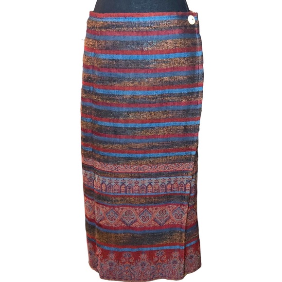 Tasha Polizzi for TP SaddleBlanket Co. Woven Wool Wrap Skirt Maxi M - Picture 1 of 10
